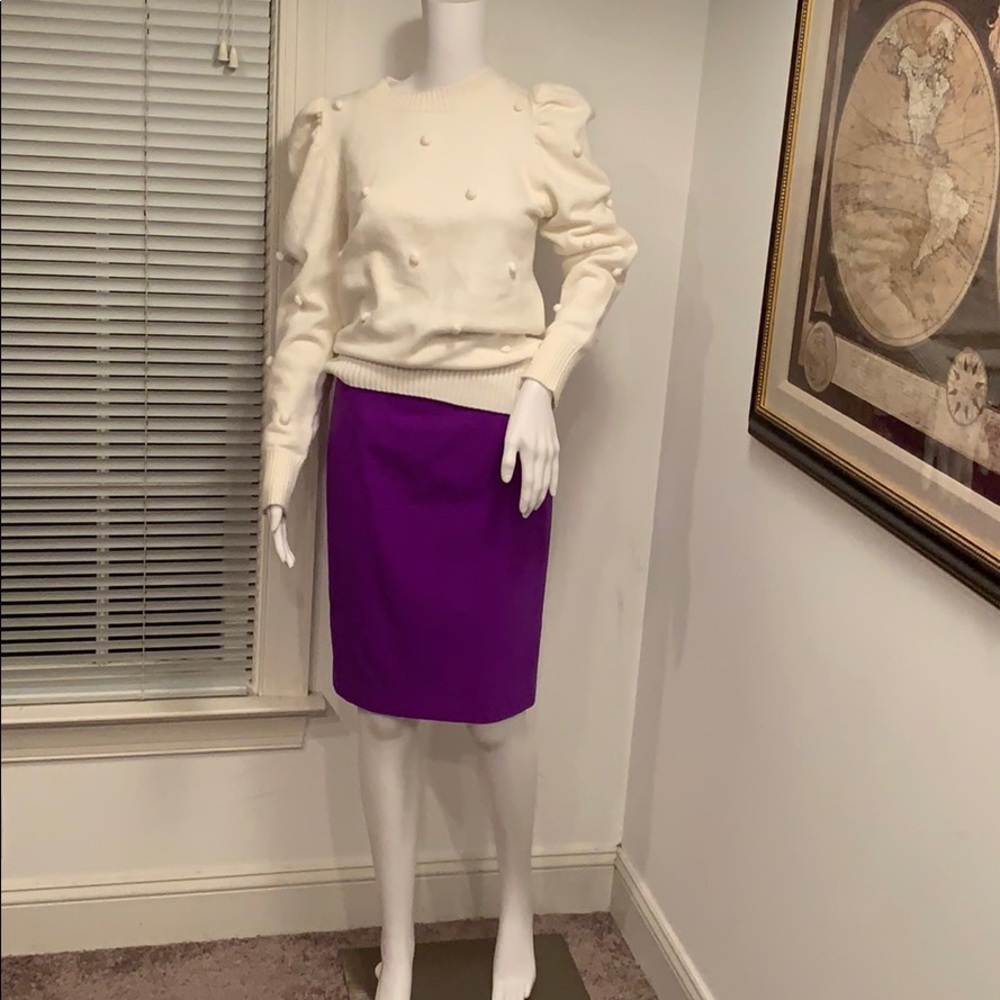 CRISCA PENCIL SKIRT PURPLE REAR ZIPPER & BUTTON